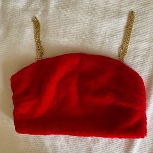 Dolls Kill fuzzy/furry red crop top